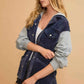 Umgee Contrast Hooded Chenille Jacket