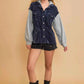 Umgee Contrast Hooded Chenille Jacket