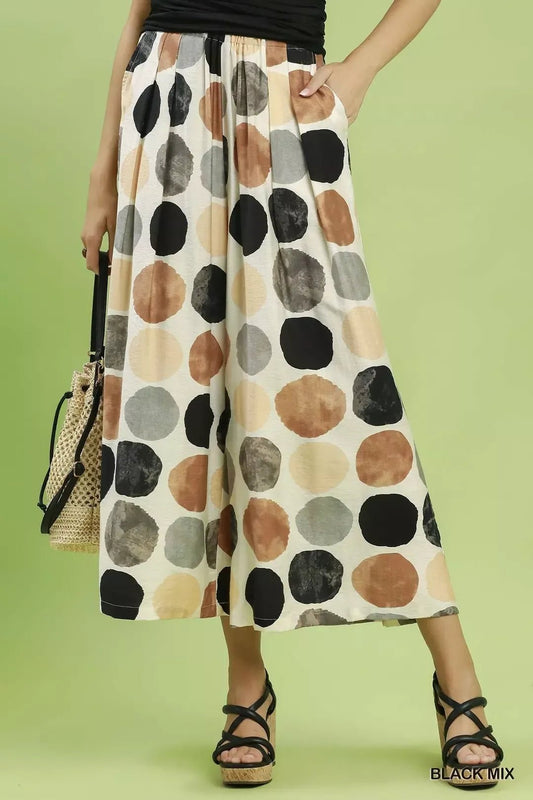 Umgee Dot Print Wide Leg Pants - MegaSuperStar