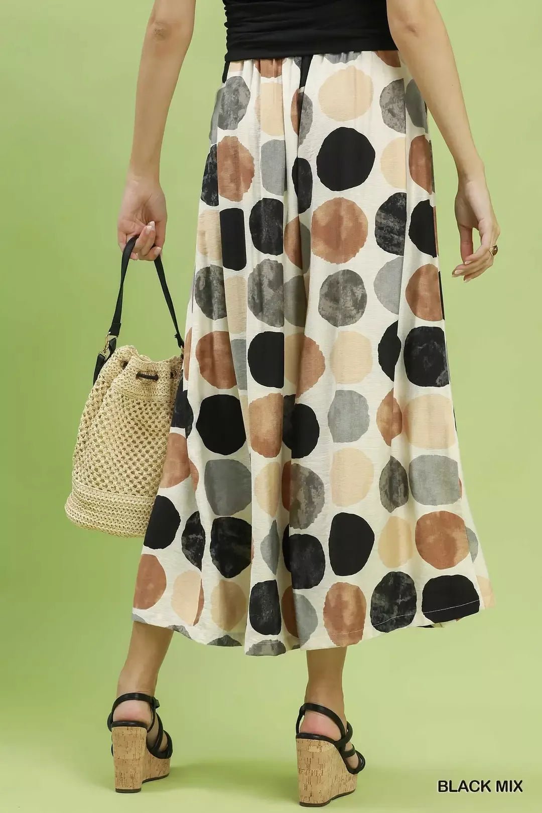 Umgee Dot Print Wide Leg Pants - MegaSuperStar