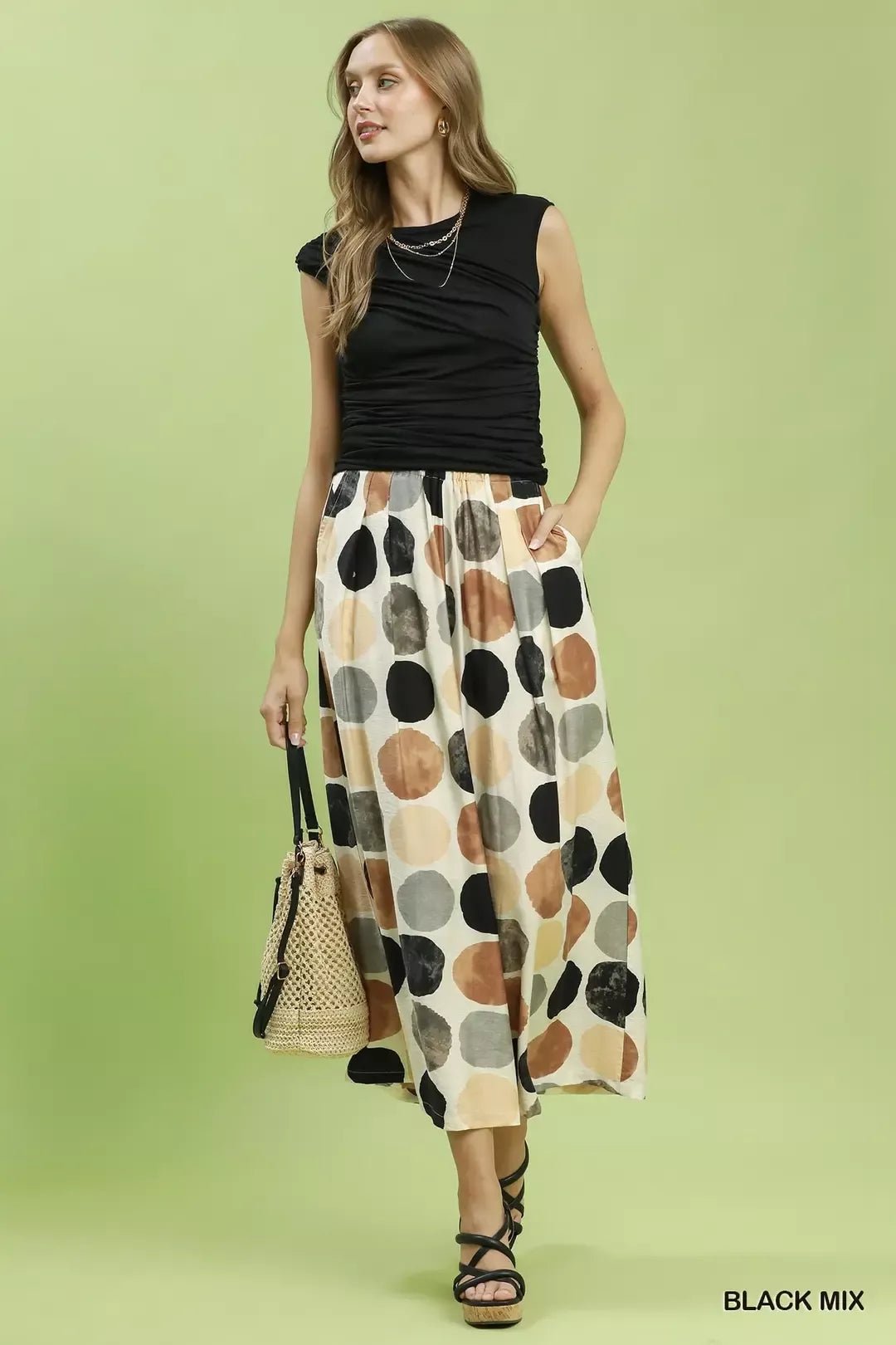 Umgee Dot Print Wide Leg Pants - MegaSuperStar