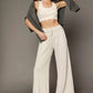 Umgee Elastic Drawstring Waistband Wide Leg Pants - MegaSuperStar