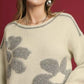 Umgee Floral Knit Sweater - Stylish Jacquard Design for Every Occasion - MegaSuperStar