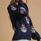 Umgee Floral Knit Sweater with Puff Sleeves - MegaSuperStar