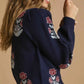 Umgee Floral Knit Sweater with Puff Sleeves - MegaSuperStar