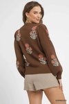 ✨ Umgee Floral Knit Sweater with Puff Sleeves for Trendy Style ✨ thumbnail