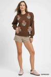✨ Umgee Floral Knit Sweater with Puff Sleeves for Trendy Style ✨ thumbnail