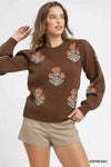 ✨ Umgee Floral Knit Sweater with Puff Sleeves for Trendy Style ✨ thumbnail