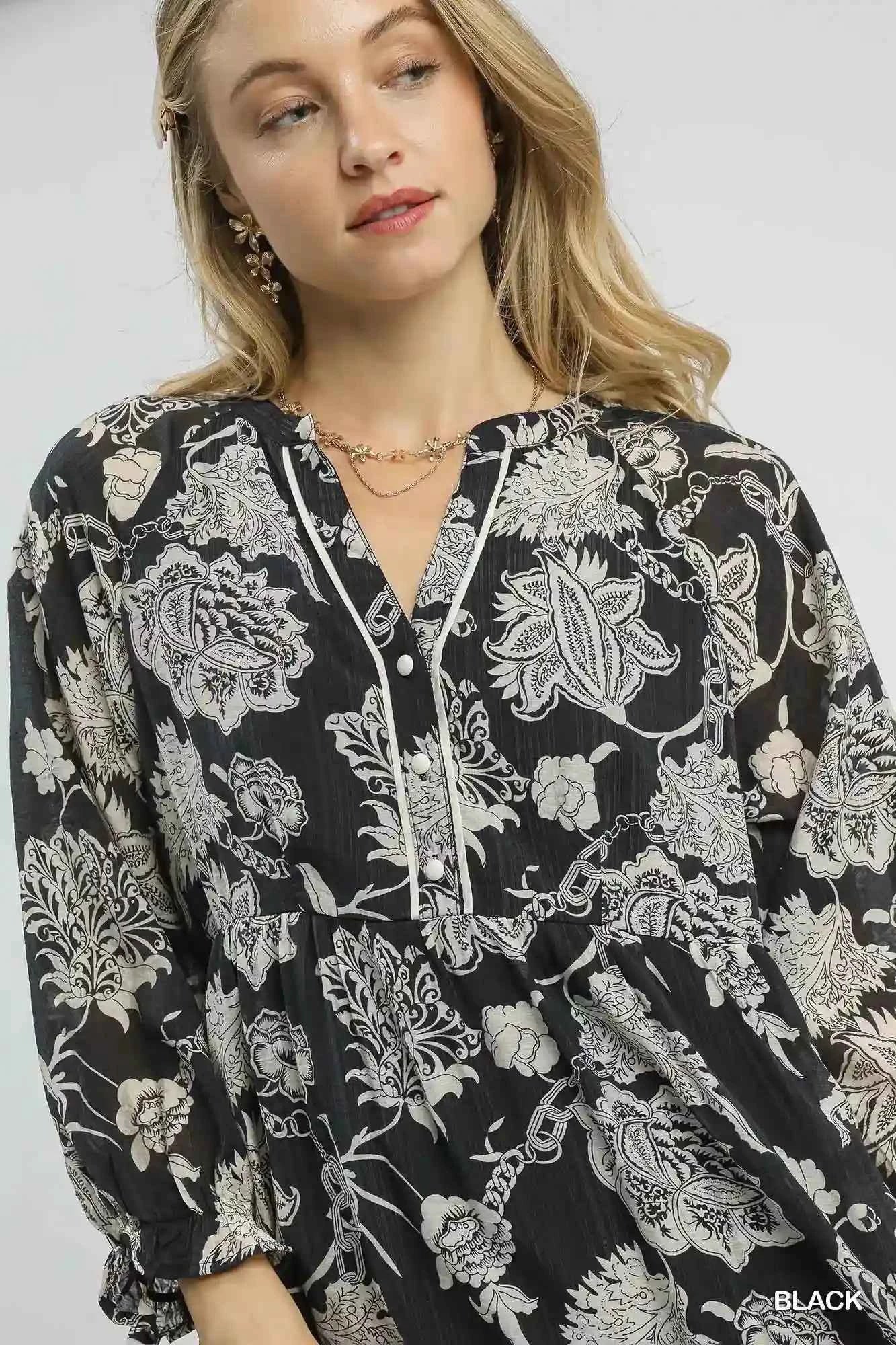 Umgee Floral Midi Dress - Boho Chic for Every Occasion - MegaSuperStar