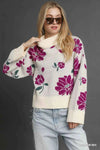 💕 Umgee Floral Mock Neck Sweater - Trendy Floral Patterned Sweater for Fall 💕 thumbnail