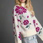 Umgee Floral Mock Neck Sweater - Trendy Floral Patterned Sweater for Fall - MegaSuperStar