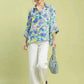 Umgee Floral Oversized Shirt - Mixed Floral Button Down for Effortless Style - MegaSuperStar