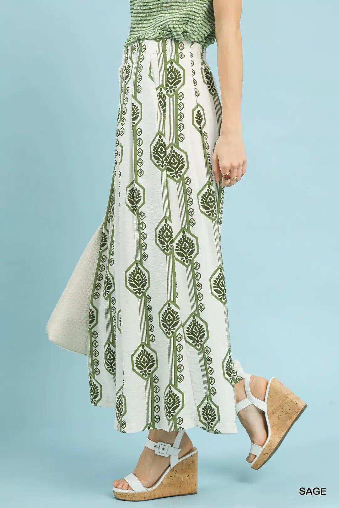 Umgee Geometric Boho Print Wide Leg Pants - MegaSuperStar