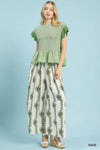 Umgee Geometric Boho Wide Leg Pants with Pockets thumbnail