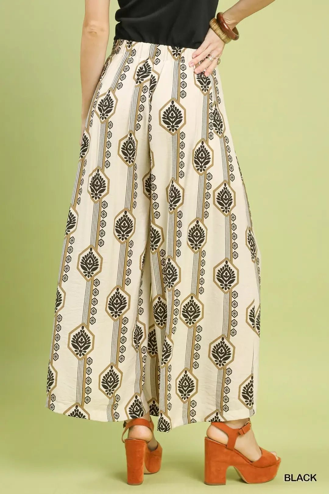 Umgee Geometric Boho Print Wide Leg Pants - MegaSuperStar