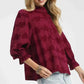 Umgee Heart Jacquard Shirt - Stylish Blouse with Ruffle Trim - MegaSuperStar