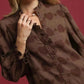 Umgee Heart Jacquard Shirt - Stylish Ruffle Trim Design - MegaSuperStar