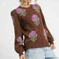 Umgee Jacquard Flower Sweater - Single Flower Stem Design - MegaSuperStar