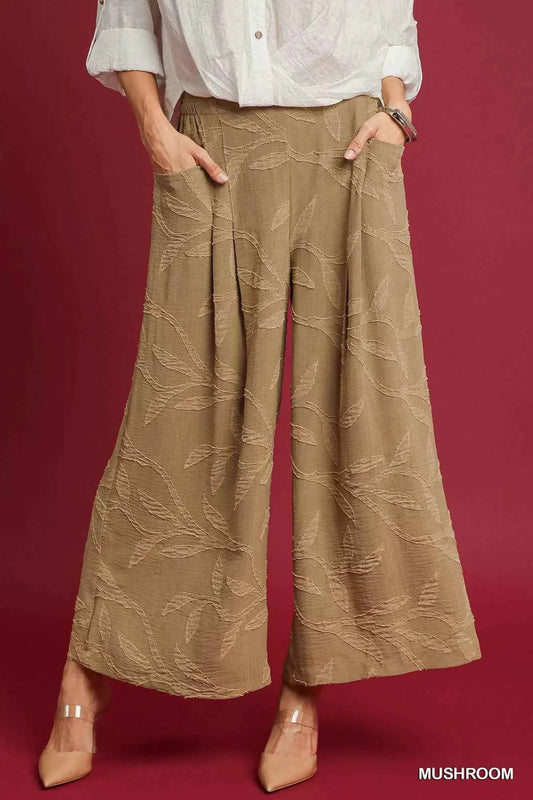 Umgee Jacquard Wide-Leg Pants