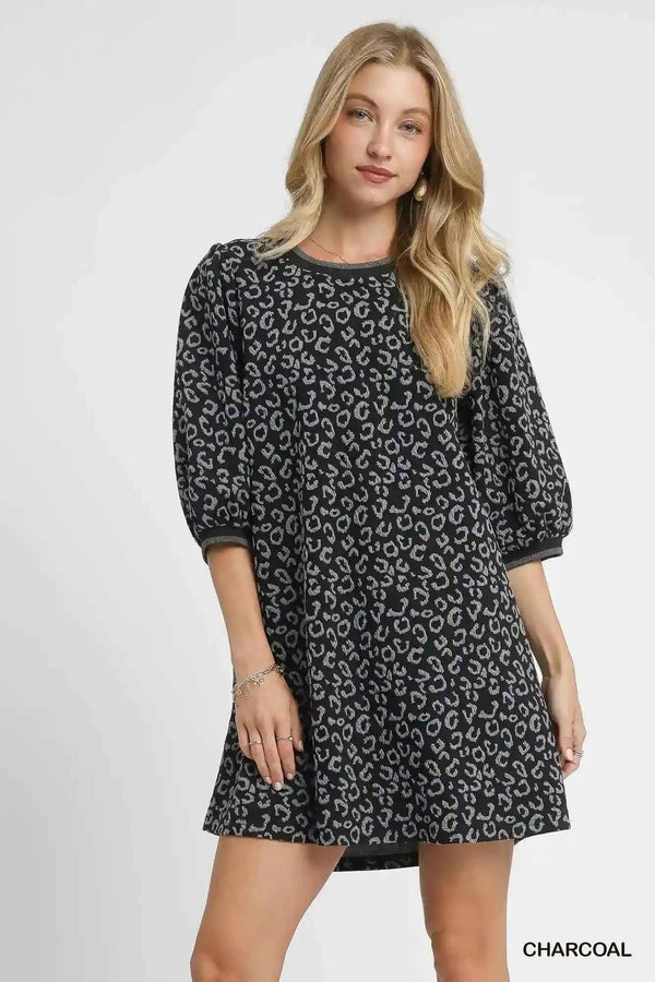 💕 Umgee Leopard Print Jacquard Mini Dress - Stylish and Trendy Umgee Leopard Print Dress 💕