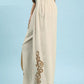 Umgee Linen Embroidered Wide - Leg Boho Pants - MegaSuperStar