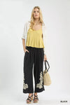 Umgee Embroidered Linen Boho Pants with Wide-Leg Fit thumbnail
