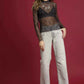 Umgee Long Sleeve Lace Top in Nylon Mesh - MegaSuperStar