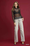 🌸 Umgee Long Sleeve Lace Top in Nylon Mesh 🌸 thumbnail