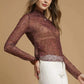 Umgee Nylon Lace Mesh Long Sleeve Top - Stylish and Elegant Umgee Lace Mesh Top - MegaSuperStar