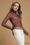 💕 Umgee Nylon Lace Mesh Long Sleeve Top - Stylish and Elegant Umgee Lace Mesh Top 💕 thumbnail