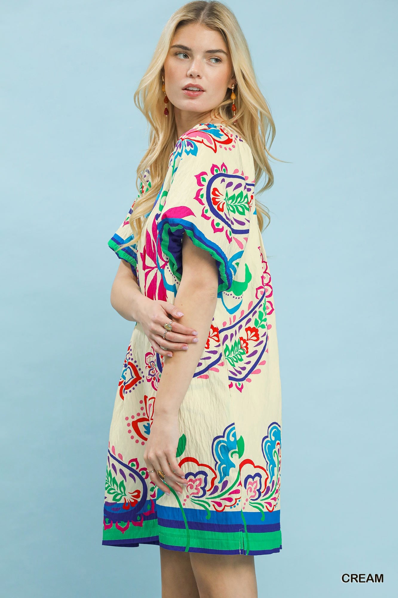 Umgee Paisley Print Dress - Vibrant and Stylish Women's Fashion - MegaSuperStar