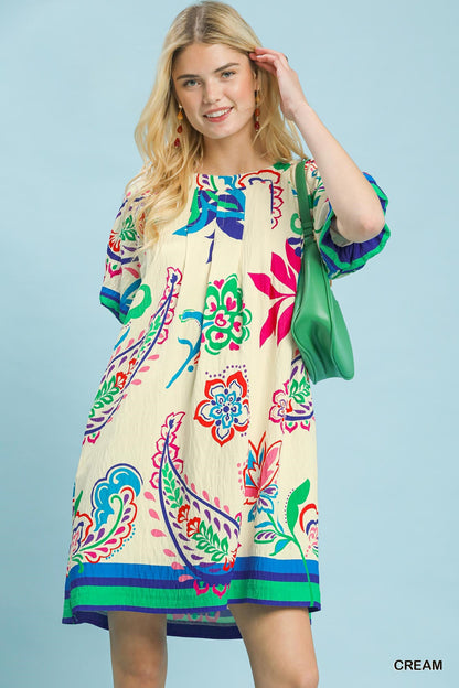 Umgee Paisley Print Dress - Vibrant and Stylish Women's Fashion - MegaSuperStar