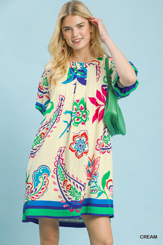Umgee Paisley Print Dress - Vibrant and Stylish Women's Fashion - MegaSuperStar