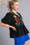 🌸 Umgee Plus Size Floral Embroidery Blouse in Soft Cotton Gauze 🌸 thumbnail