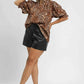 Umgee Plus Size Leopard Print Blouse with Ruffle Neck - MegaSuperStar