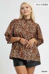 💕 Umgee Plus Size Leopard Print Blouse with Ruffle Neck 💕 thumbnail