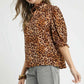 Umgee Plus Size Leopard Print Blouse with Ruffle Neck - MegaSuperStar