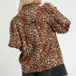 Umgee Plus Size Leopard Print Blouse with Ruffle Neck - MegaSuperStar