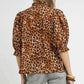 Umgee Plus Size Leopard Print Blouse with Ruffle Neck - MegaSuperStar