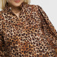Umgee Plus Size Leopard Print Blouse with Ruffle Neck - MegaSuperStar