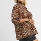 Umgee Plus Size Leopard Print Blouse with Ruffle Neck - MegaSuperStar