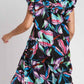 Umgee Plus Size Ruffle Sleeve Midi Dress with Leaf Print and Double Layered Tiered Design - MegaSuperStar