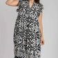 Umgee Plus Size Two Tone Midi Dress with Ruffle Cap Sleeves - MegaSuperStar