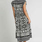 Umgee Plus Size Two Tone Midi Dress with Ruffle Cap Sleeves - MegaSuperStar