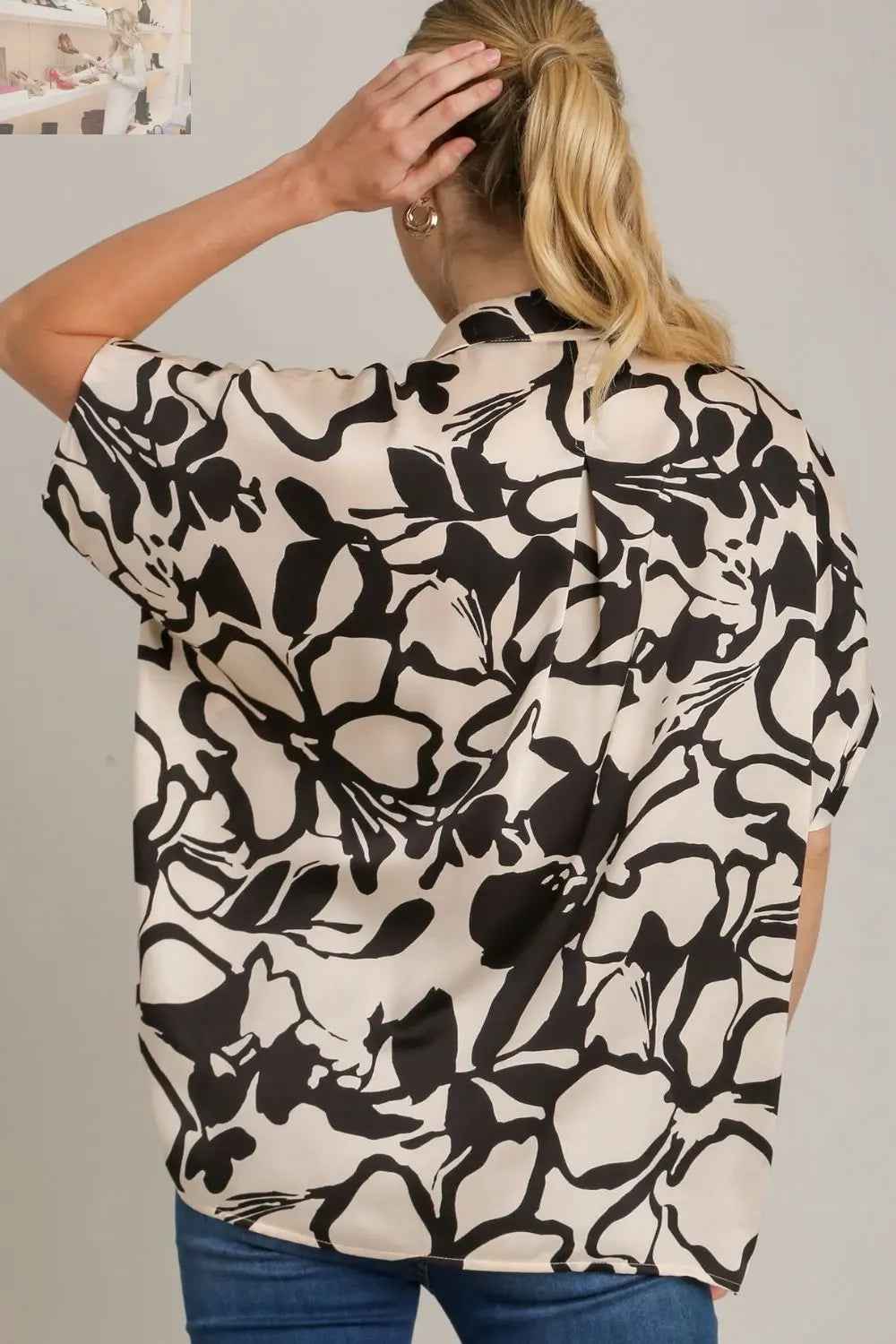 Umgee Plus Size Two Tone Top - Button Down Style with Hidden Plackets for Any Occasion - MegaSuperStar