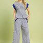Umgee Stripe Scallop Hem Wide Leg Pants - MegaSuperStar