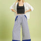 Umgee Stripe Scallop Hem Wide Leg Pants - MegaSuperStar