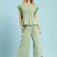 Umgee Stripe Scallop Hem Wide Leg Pants