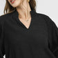 Umgee V - Neck Blouse with Textured Fabric and Balloon Sleeves - Stylish Versatile Fashion - MegaSuperStar