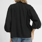 Umgee V - Neck Blouse with Textured Fabric and Balloon Sleeves - Stylish Versatile Fashion - MegaSuperStar